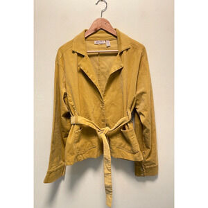 Vintage Gold Flava Womens Jacket Size 18 Yellow Corduroy Belted Stretch 90s Y2K